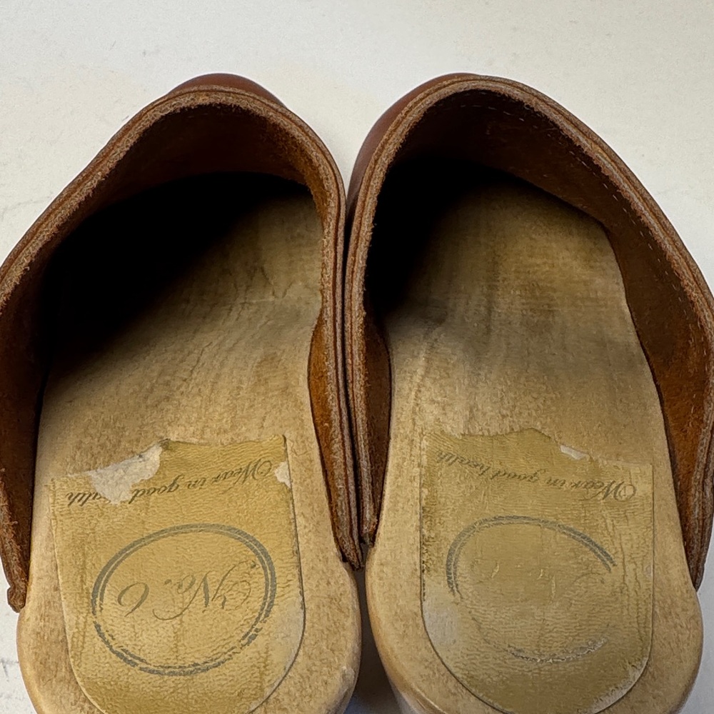 NO.6 STORE Old School Clog on High Heel in Bourbon Leather Wooden 3" Heel Size38 - Picture 11 of 14
